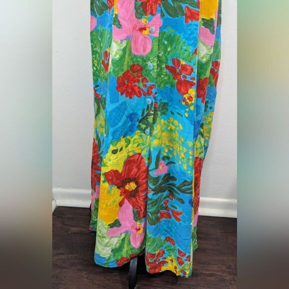 Jams World Blue Garden Y2k Beach Coastal Tropical Island Vibe Bohemian Dress MD - Picture 4 of 9